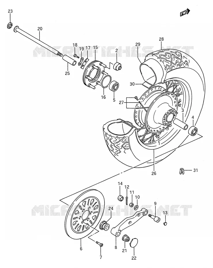 ROUE ARRIERE Suzuki MOTO 1400 INTRUDER 1995  VS1400GLFS(E28)