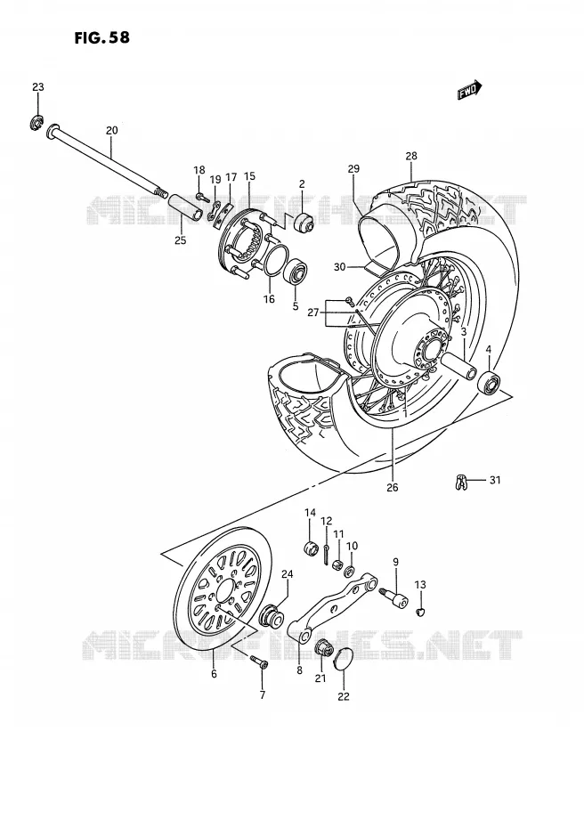 ROUE ARRIERE Suzuki MOTO 1400 INTRUDER 1995  VS1400GLPS(E2)