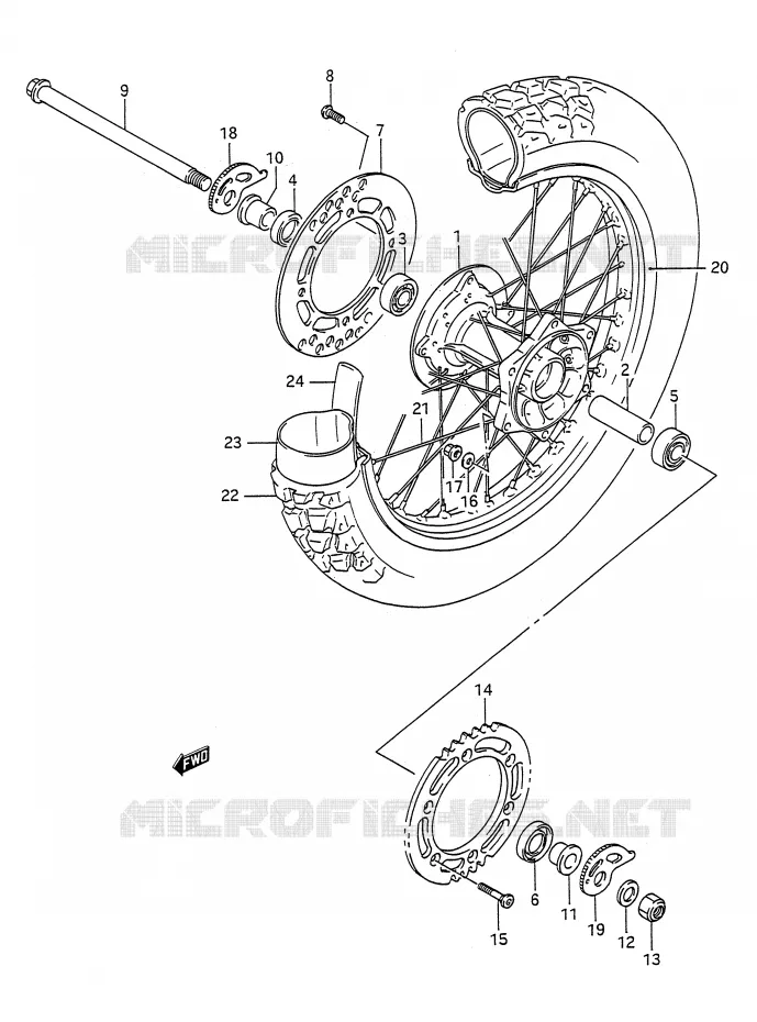 ROUE ARRIERE Suzuki MOTO 200 TS-R 1991  TS200RM(E28)