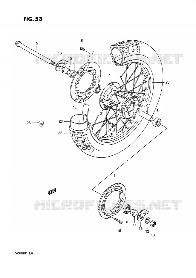 ROUE ARRIERE Suzuki MOTO 200 TS-R 1991  TS200RM(E4)