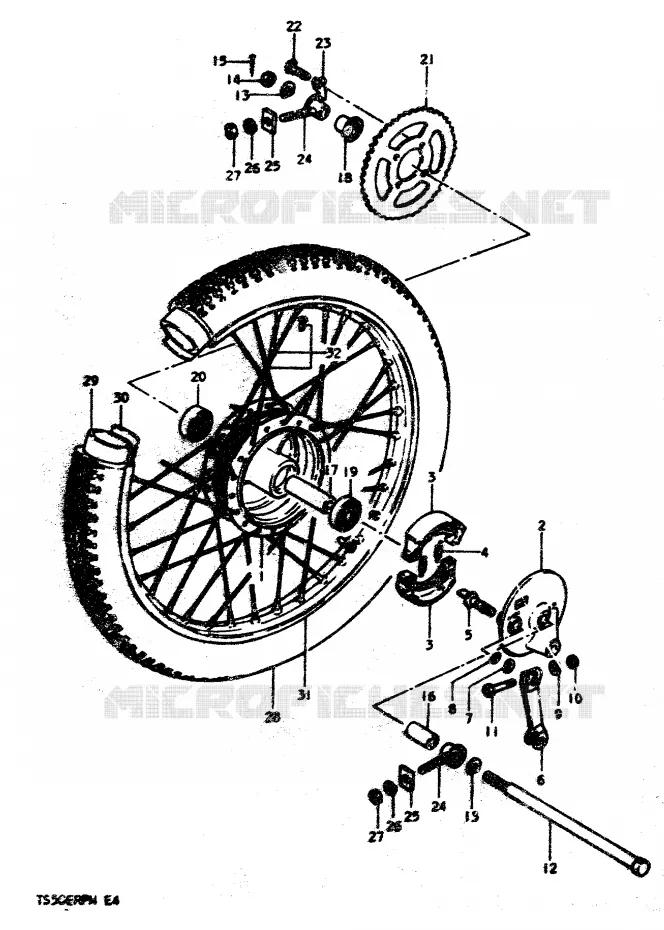 ROUE ARRIERE Suzuki MOTO 50 TS-ER 1979  TS50ERPDN(N)