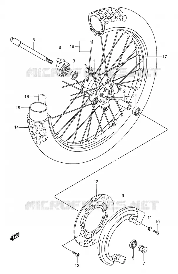 ROUE AVANT  (MODELE L/M/N/P/R) Suzuki MOTO 125 TS-R 1992  TS125RN(E2)