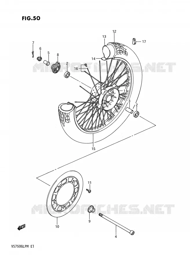 ROUE AVANT (MODELE F/G) Suzuki MOTO 750 INTRUDER 1990  VS750GLFL(E1)