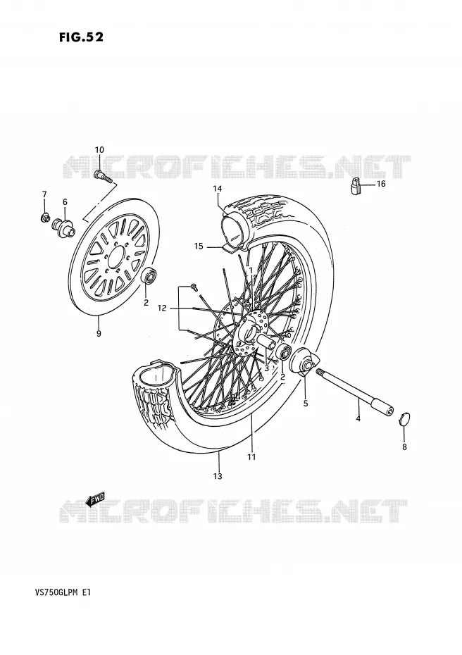 ROUE AVANT (MODELE J/K/L/M) Suzuki MOTO 750 INTRUDER 1989  VS750GLFK(E1)