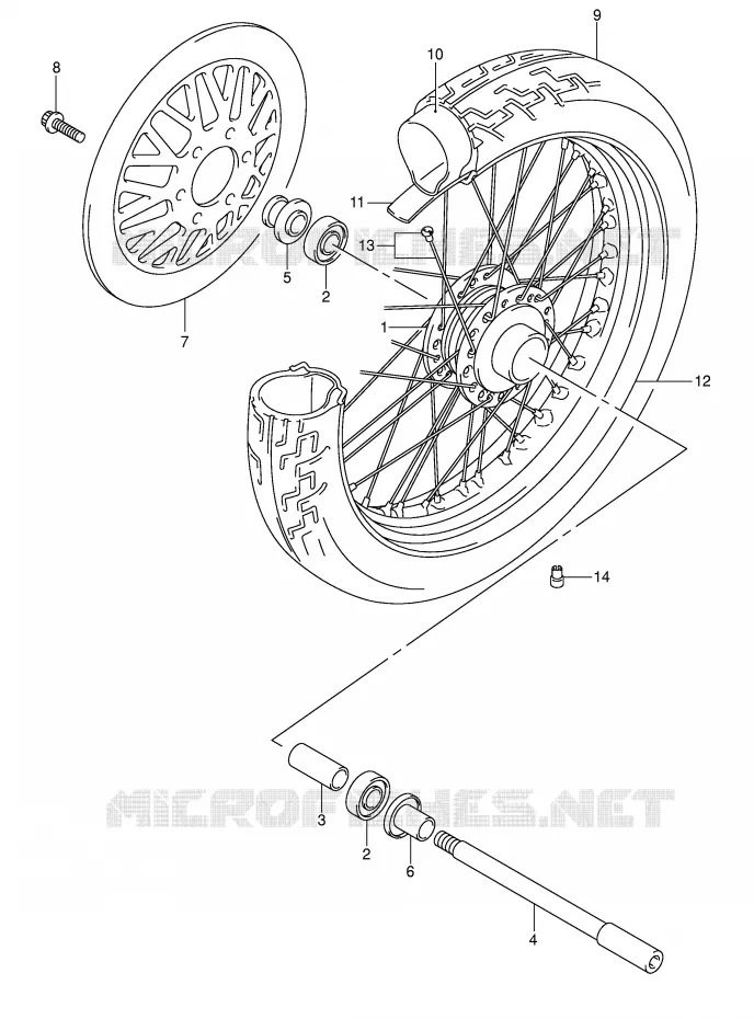 ROUE AVANT (MODELE K2/K3/K4) Suzuki MOTO 125 INTRUDER 2001  VL125UK1(E2)