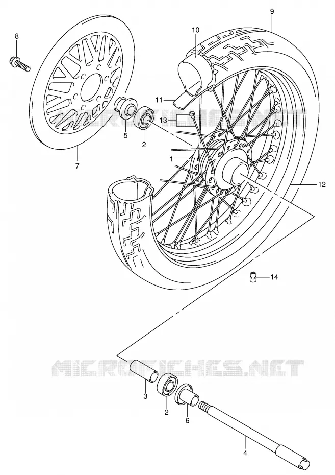 ROUE AVANT (MODELE Y/K1) Suzuki MOTO 125 INTRUDER 2003  VL125UK3(E2)