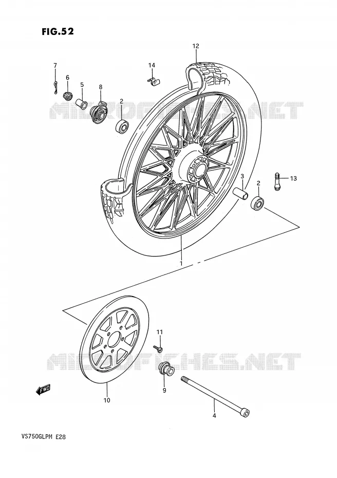 ROUE AVANT (VS750GLEFG/GLEPG) Suzuki MOTO 750 INTRUDER 1990  VS750GLPL(E28)