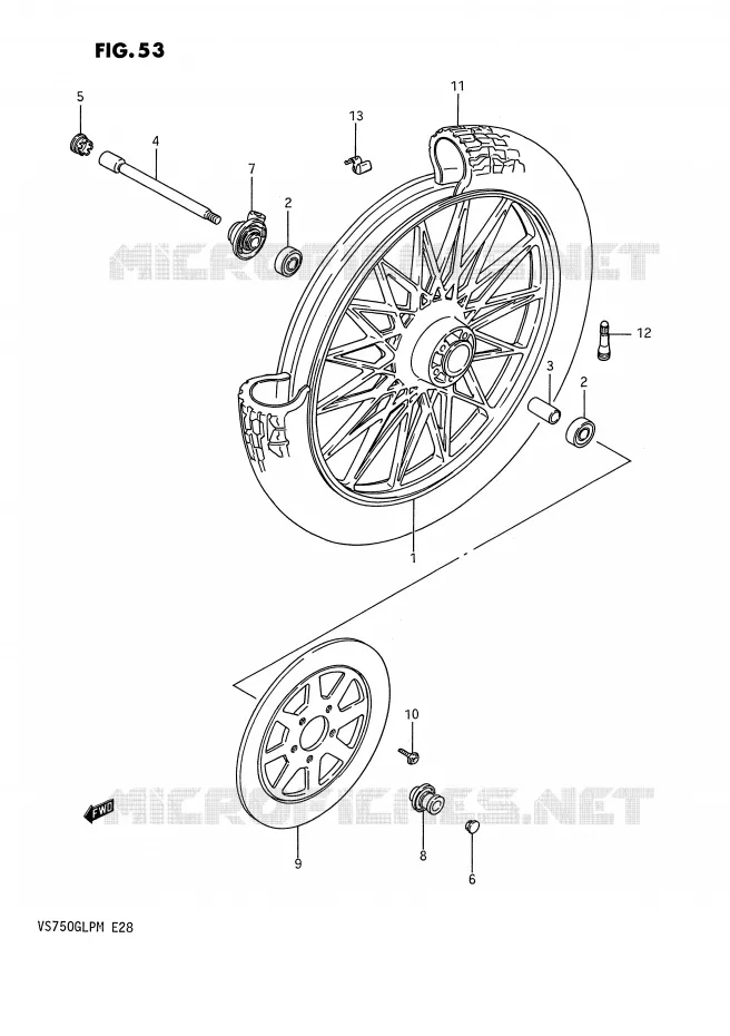 ROUE AVANT (VS750GLEFH/GLEPH) Suzuki MOTO 750 INTRUDER 1987  VS750GLPH(E28)