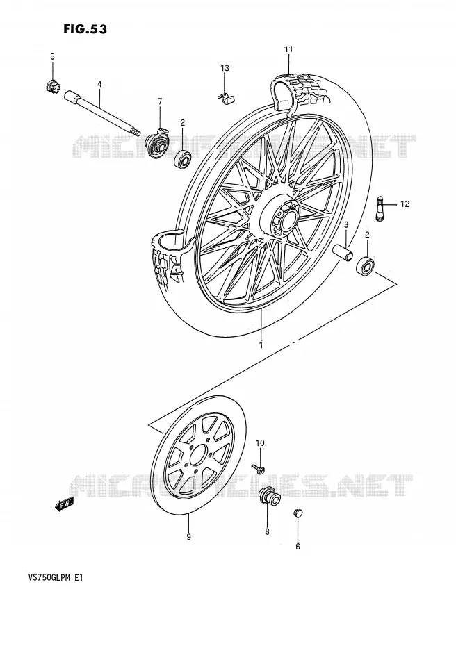 ROUE AVANT (VS750GLEFH/GLEPH) Suzuki MOTO 750 INTRUDER 1989  VS750GLFK(E1)