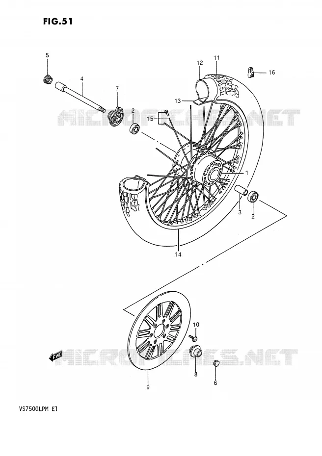 ROUE AVANT (VS750GLFH/GLPH) Suzuki MOTO 750 INTRUDER 1986  VS750GLFG(E1)