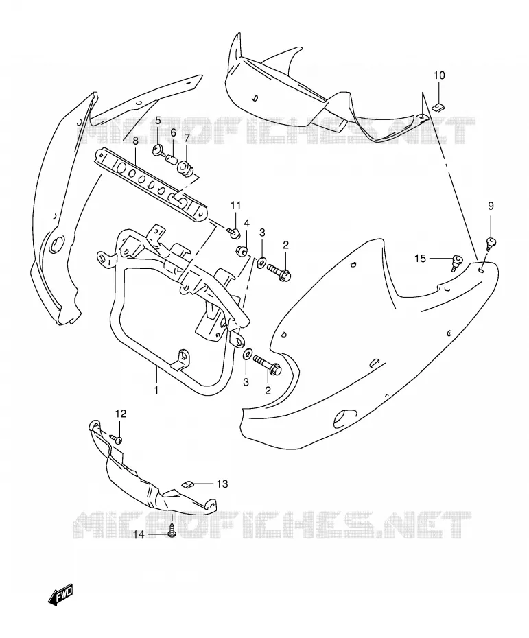 SUPPORTS / FIXATIONS CARENAGES (MODELE V/W/X) Suzuki MOTO 650 FREEWIND 1999  XF650X(E2)