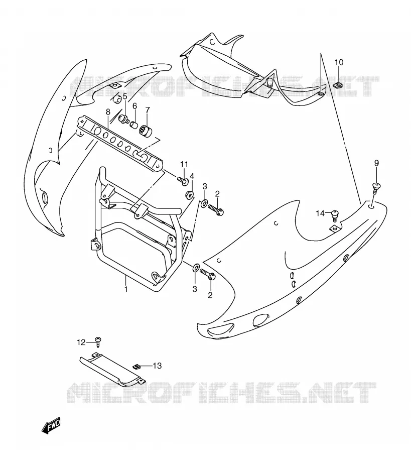SUPPORTS / FIXATIONS CARENAGES (MODELE Y/K1) Suzuki MOTO 650 FREEWIND 2001  XF650K1(E2)