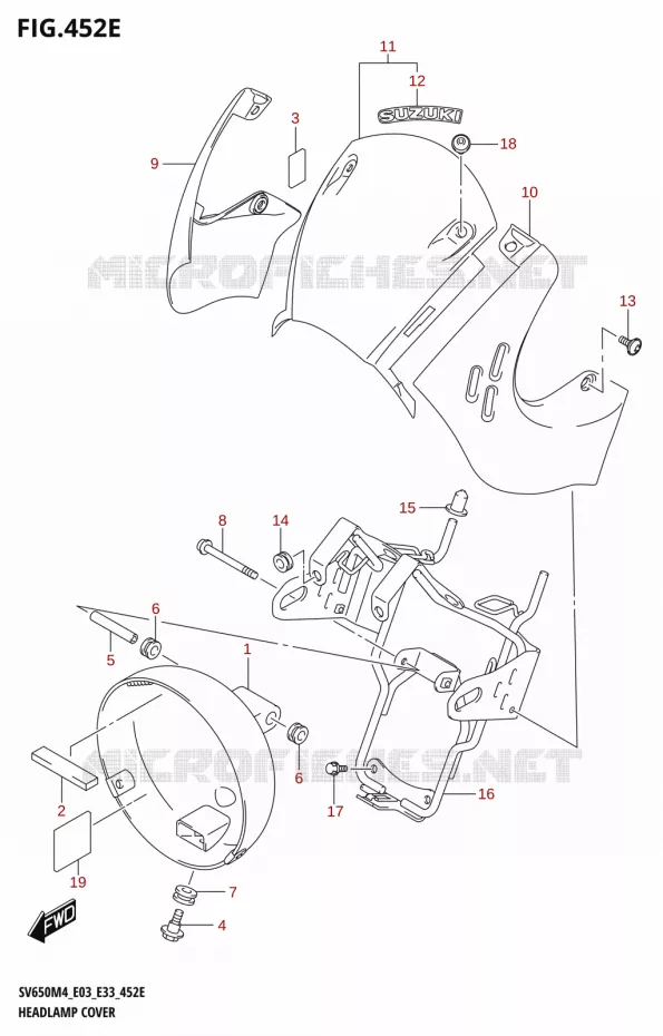 COUVERCLE DE PHARE (SV650XA:M4:E28) Suzuki MOTO 650 SV 2024  SV650AM4 E28 2024 M4 (E28)