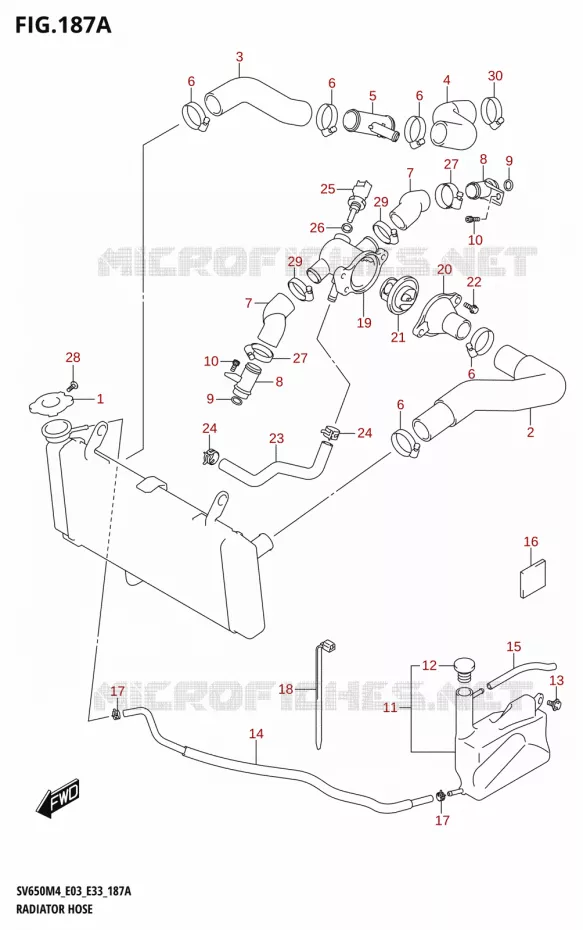 DURITES DE RADIATEUR - VASE D'EXPANSION (SV650:M4:E03) Suzuki MOTO 650 SV 2024  SV650AM4 E28 2024 M4 (E28)
