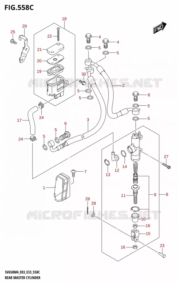 MAITRE CYLINDRE DE FREIN ARRIERE (SV650A:M4:E28) Suzuki MOTO 650 SV 2024  SV650AM4 E28 2024 M4 (E28)