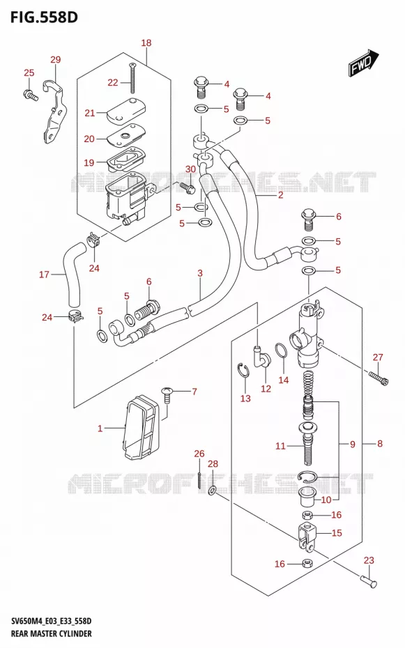MAITRE CYLINDRE DE FREIN ARRIERE (SV650A:M4:E33) Suzuki MOTO 650 SV 2024  SV650AM4 E28 2024 M4 (E28)
