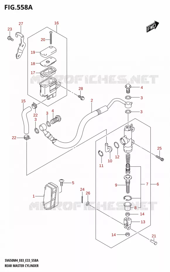 MAITRE CYLINDRE DE FREIN ARRIERE (SV650:M4:E03) Suzuki MOTO 650 SV 2024  SV650AM4 E28 2024 M4 (E28)