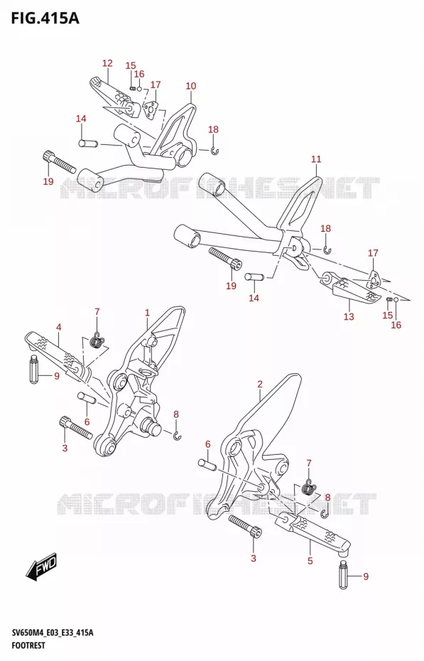 REPOSE PIEDS (SV650:M4:E03) Suzuki MOTO 650 SV 2024  SV650AM4 E28 2024 M4 (E28)