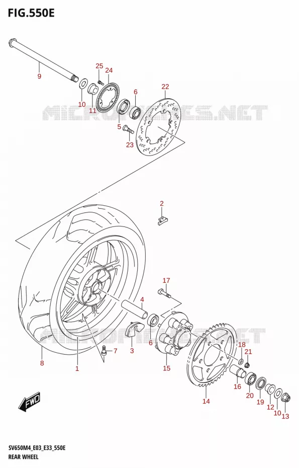 ROUE ARRIERE (SV650XA:M4:E28) Suzuki MOTO 650 SV 2024  SV650AM4 E28 2024 M4 (E28)