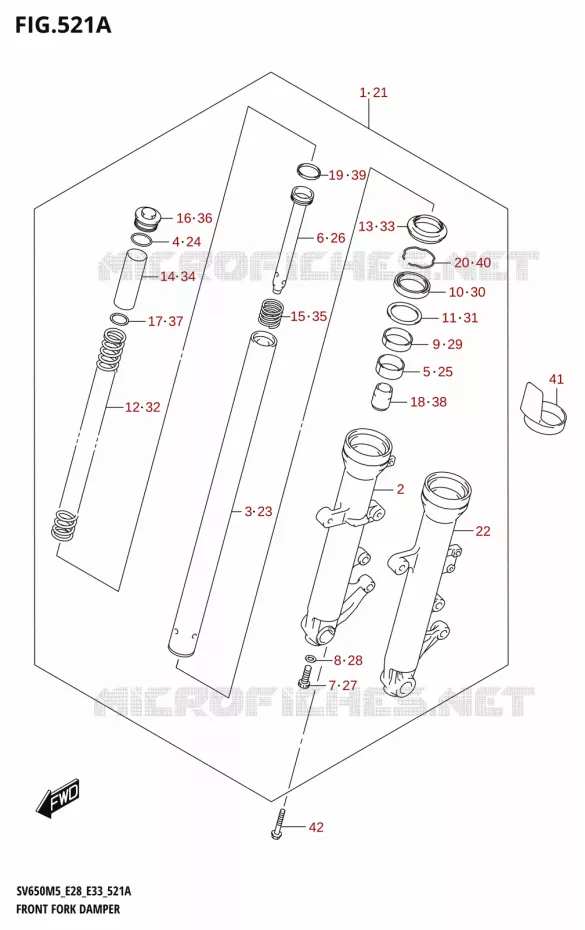 FOURCHE (SV650A) Suzuki MOTO 650 SV 2025  SV650A 2025 M5 (E28)