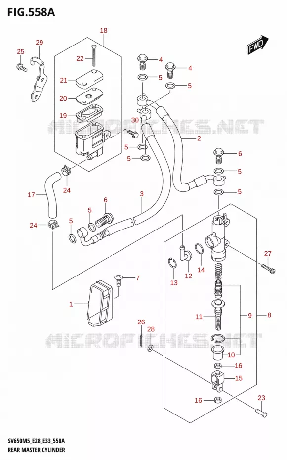 MAITRE CYLINDRE DE FREIN ARRIERE Suzuki MOTO 650 SV 2025  SV650A 2025 M5 (E28)