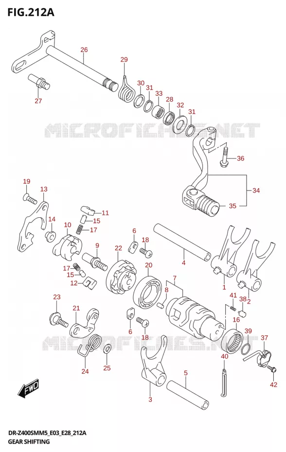 ENSEMBLE DE SELECTION DE VITESSES Suzuki MOTO 400 DR-Z 2025  DR-Z400SMRL 2025 M5 (E28)