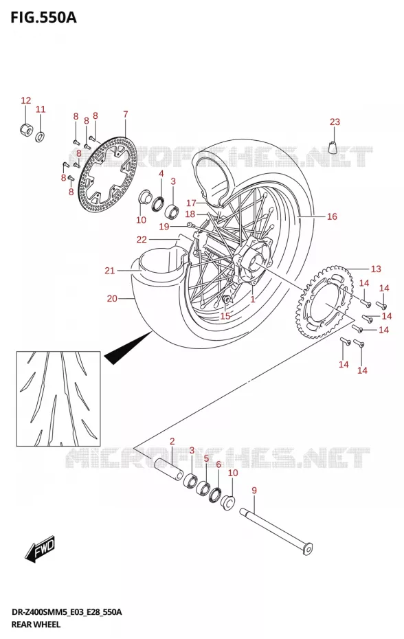 ROUE ARRIERE Suzuki MOTO 400 DR-Z 2025  DR-Z400SMRL 2025 M5 (E28)