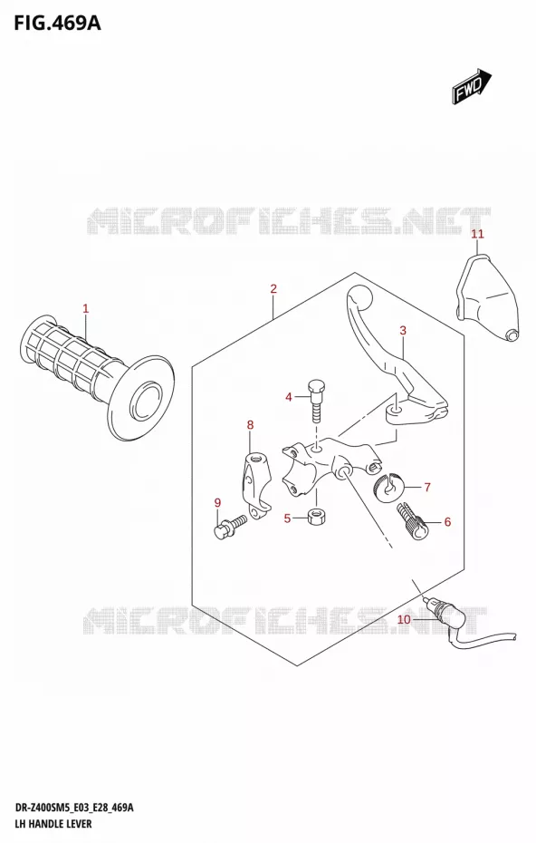 ENSEMBLE LEVIER - POIGNEE GAUCHE Suzuki MOTO 400 DR-Z 2025  DR-Z400SRJ 2025 M5 (E28)