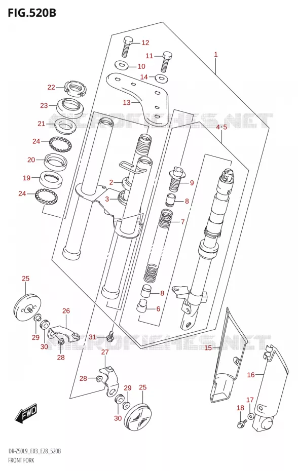 FOURCHE (DR-Z50:E28) Suzuki MOTO 50 DR 2019  DR-Z50 2019 L9 (E28)