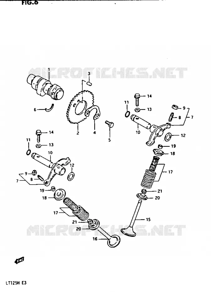 ARBRE A CAMES - SOUPAPES Suzuki QUAD 125 QUADRUNNER 1987  LT125H(E3)