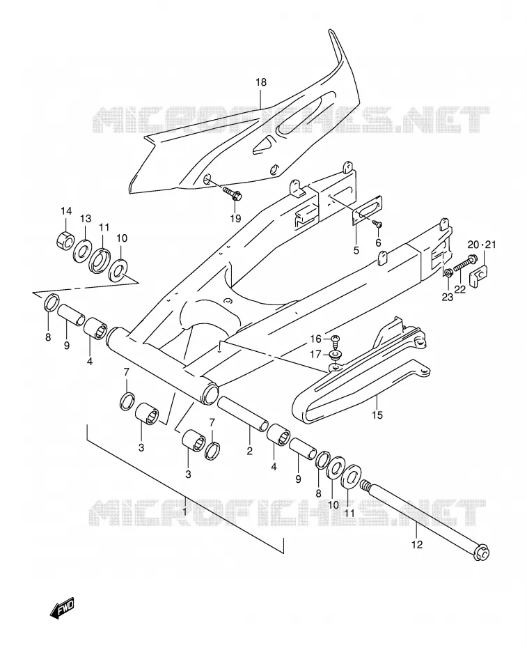 BRAS OSCILLANT ARRIERE Suzuki MOTO 650 FREEWIND 2000  XF650UY(E2)