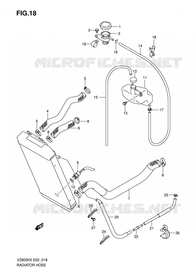 DURITE DE RADIATEUR Suzuki MOTO 800 MARAUDER 2007  VZ800K7(E2)