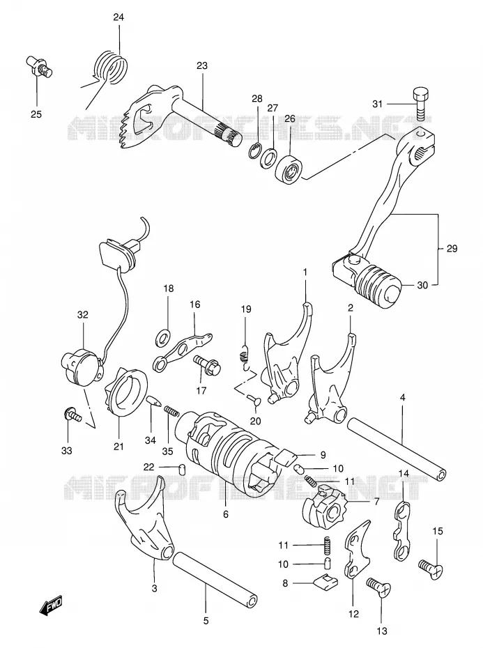 ENSEMBLE DE SELECTION DE VITESSES Suzuki MOTO 650 FREEWIND 1998  XF650UW(E2)