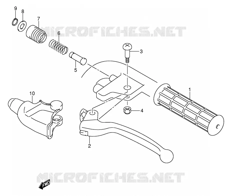 ENSEMBLE LEVIER - POIGNEE GAUCHE Suzuki QUAD 50 MINIQUAD-SPORT 2002  LT-A50K2(P3/P28)