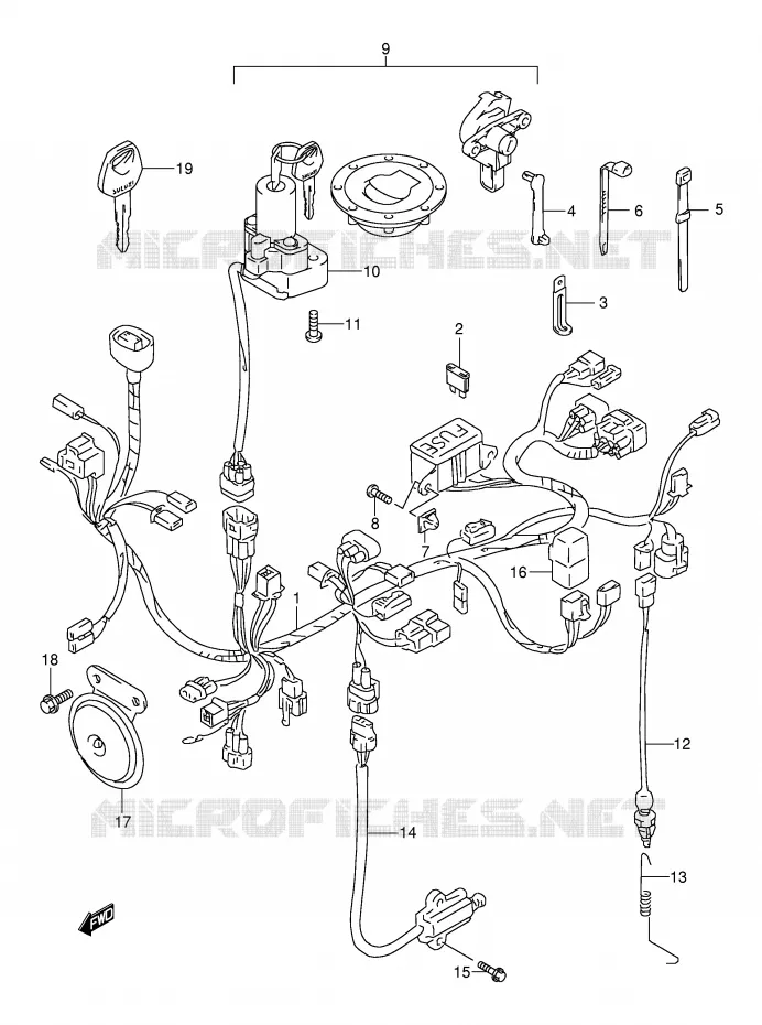 FAISCEAU ELECTRIQUE (MODELE Y/K1) Suzuki MOTO 650 FREEWIND 1997  XF650UV(E2)