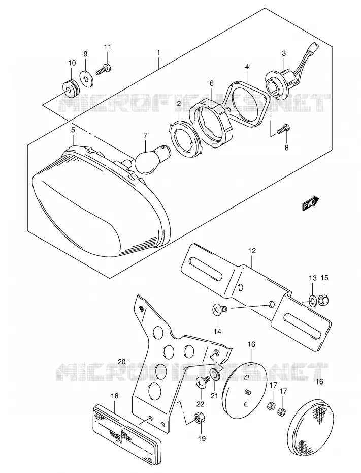 FEU ARRIERE Suzuki MOTO 650 FREEWIND 2001  XF650K1(E2)
