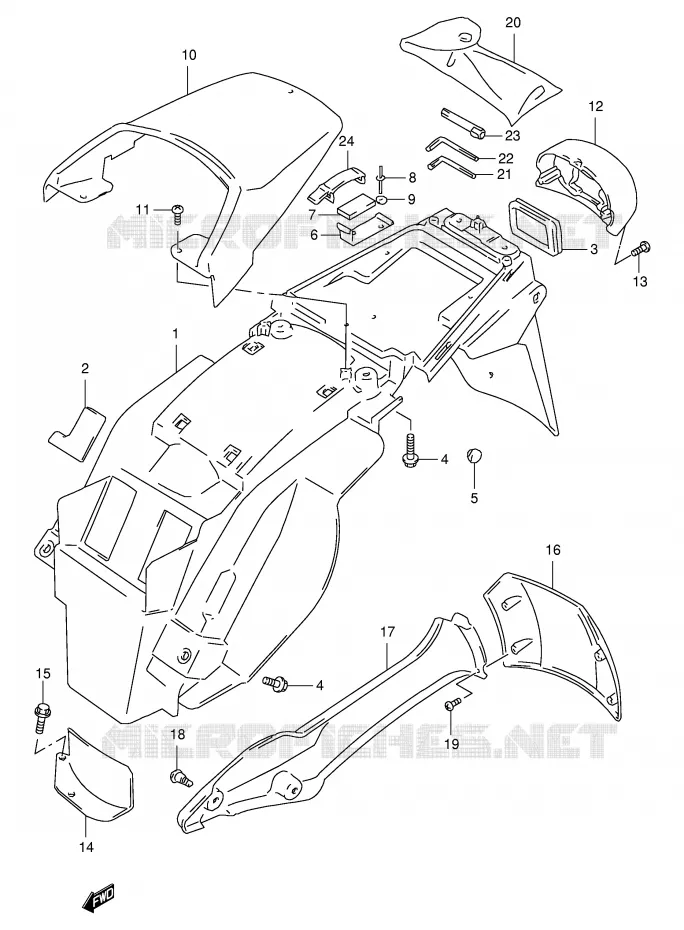 GARDE BOUE ARRIERE Suzuki MOTO 650 FREEWIND 2000  XF650Y(E2)