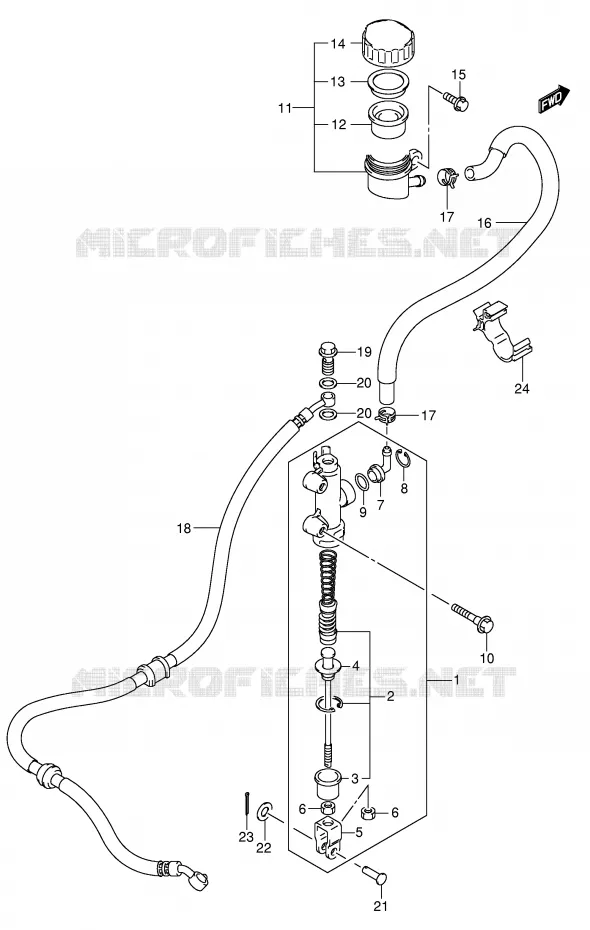 MAITRE CYLINDRE ARRIERE Suzuki QUAD 500 VINSON 2006  LT-F500FK6(P24)