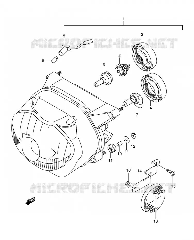 PHARE (MODEL Y/K1 E4,E17,E18,E22,E25,E34,E54,P9,P37) Suzuki MOTO 650 FREEWIND 1999  XF650UX(E2)