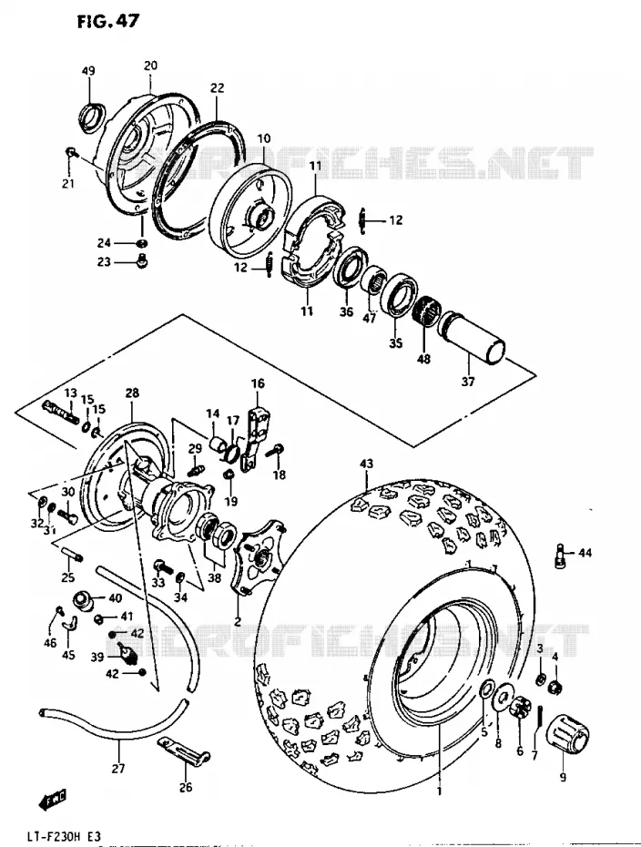 ROUE ARRIERE GAUCHE Suzuki QUAD 230 OZARK 1986  LTF230G(E3)