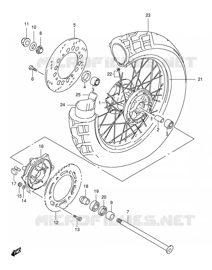 ROUE ARRIERE Suzuki MOTO 650 FREEWIND 2000  XF650UY(E2)