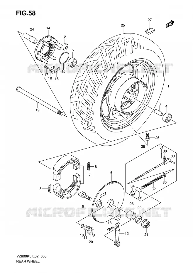 ROUE ARRIERE Suzuki MOTO 800 MARAUDER 2007  VZ800UK7(E2)