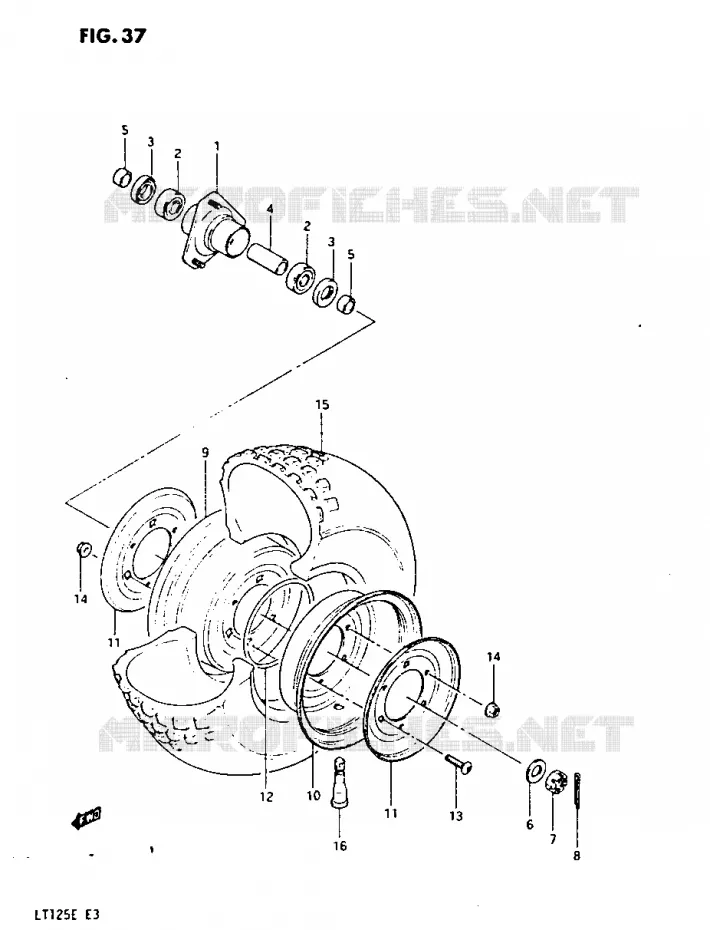 ROUE AVANT (MODELE D) Suzuki QUAD 125 QUADRUNNER 1983  LT125D(E3)