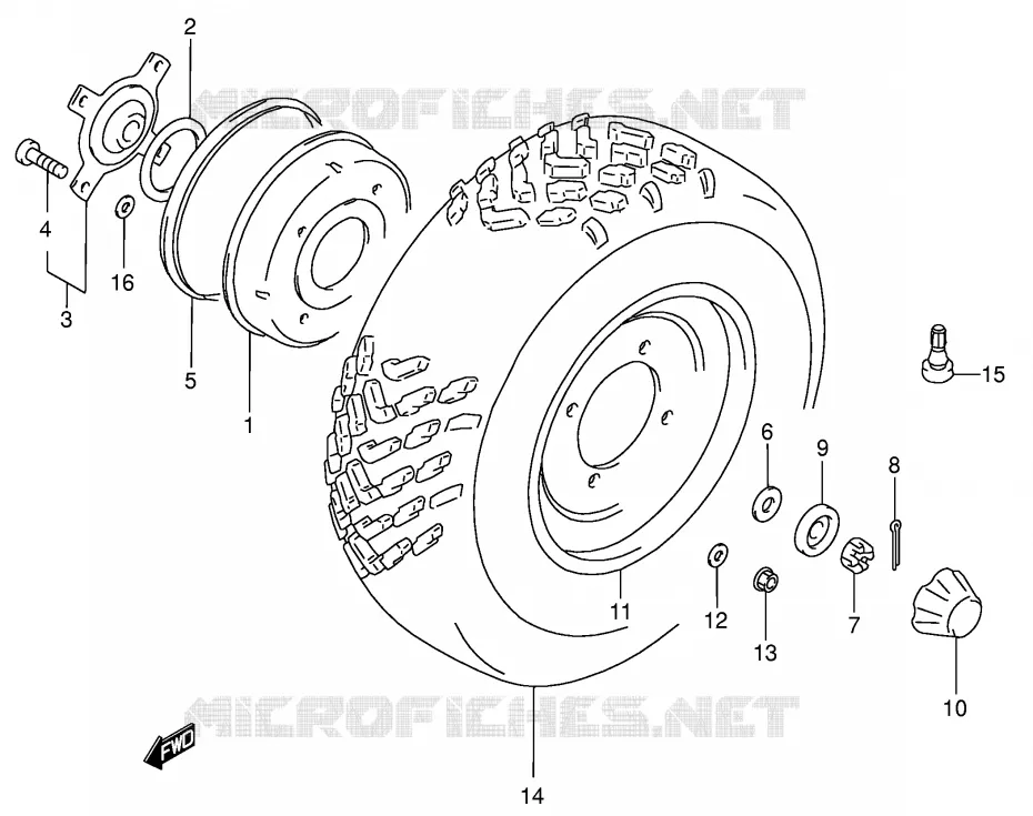 ROUE AVANT (MODELE X/Y/K1) Suzuki QUAD 300 KINGQUAD 2000  LT-F300FY(E3/E28)