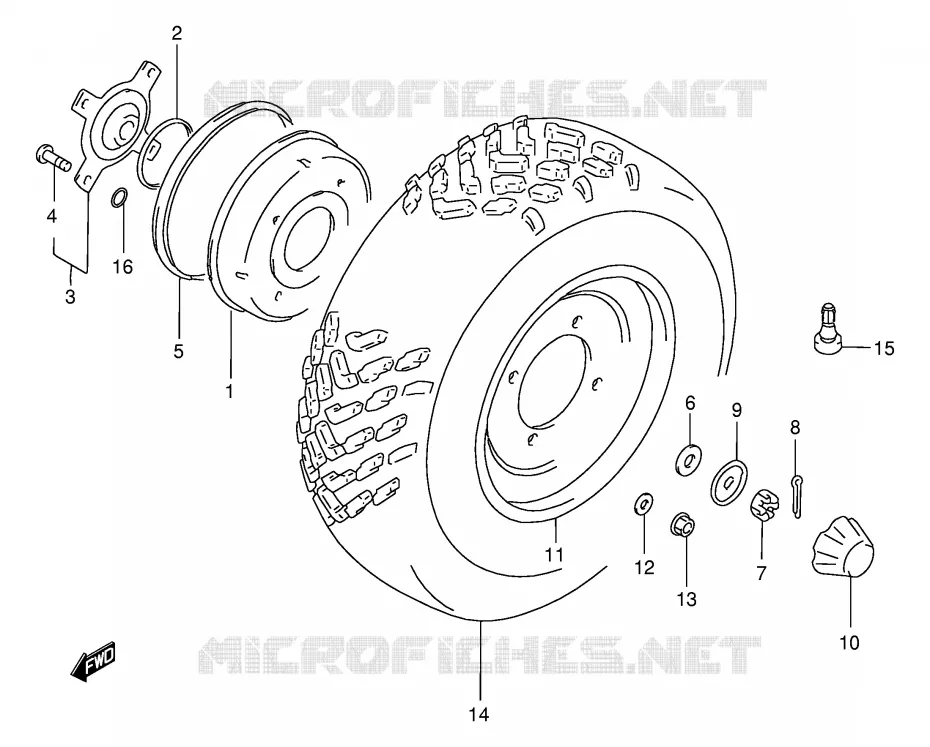 ROUE AVANT (MODELE X/Y/K1) Suzuki QUAD 300 KINGQUAD 2001  LT-F300FK1(E24)