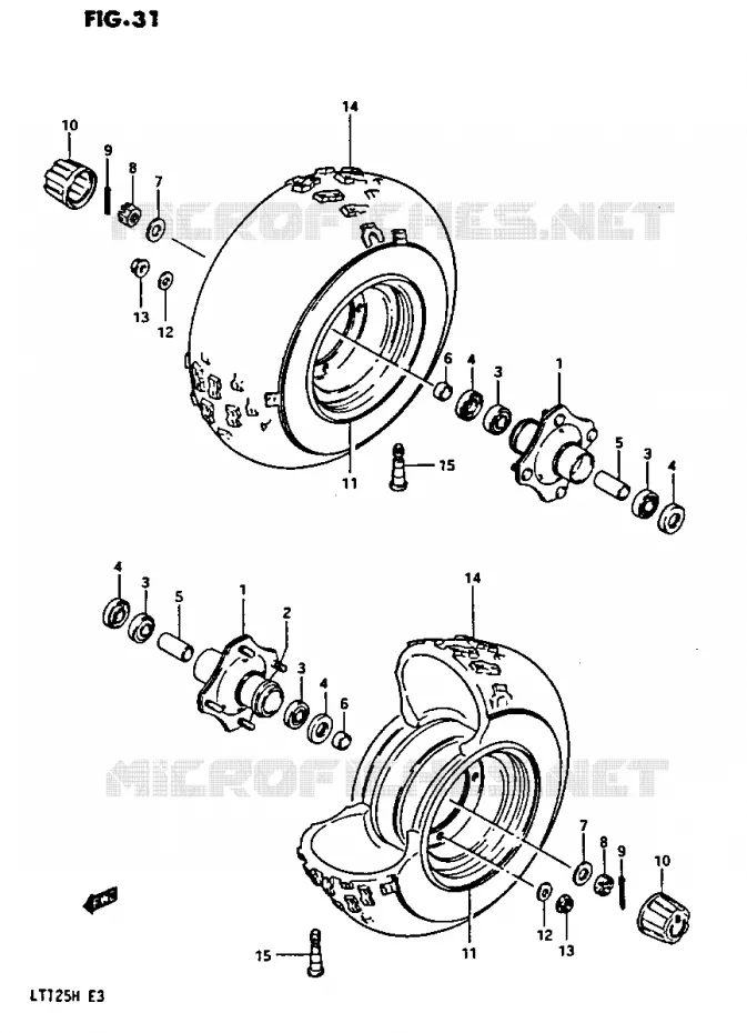 ROUE AVANT Suzuki QUAD 125 QUADRUNNER 1987  LT125H(E3)