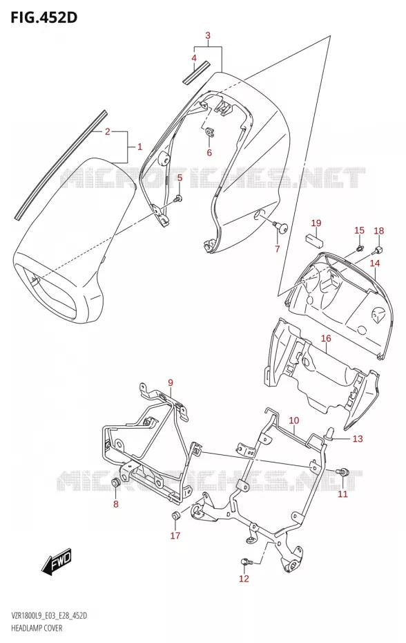 COUVERCLE DE PHARE (VZR1800BZ:L9:E28) Suzuki MOTO 1800 BOULEVARD 2019  VZR1800 2019 L9 (E28)