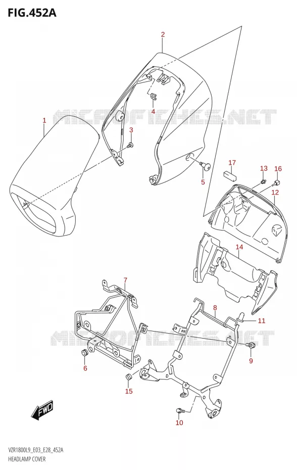 COUVERCLE DE PHARE (VZR1800:L9:E28) Suzuki MOTO 1800 BOULEVARD 2019  VZR1800 2019 L9 (E28)