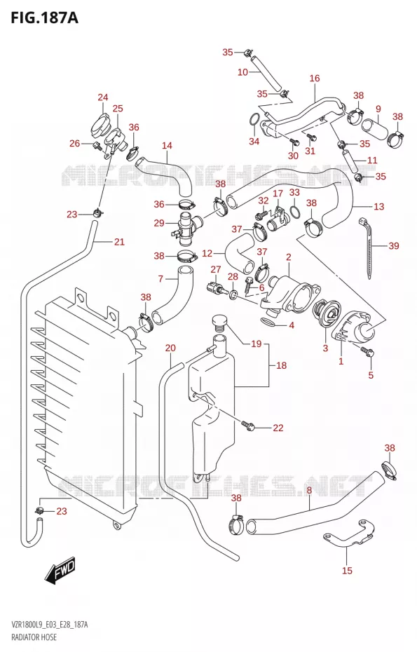 DURITES DE RADIATEUR - VASE D'EXPANSION Suzuki MOTO 1800 BOULEVARD 2019  VZR1800 2019 L9 (E28)