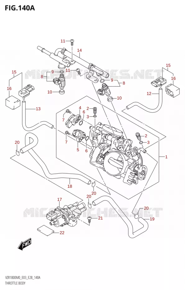 CORPS DE PAPILLON (E03,E28) Suzuki MOTO 1800 BOULEVARD 2020  VZR1800 M0 /​ VZR1800BZ M0 (E03,E28,E33)